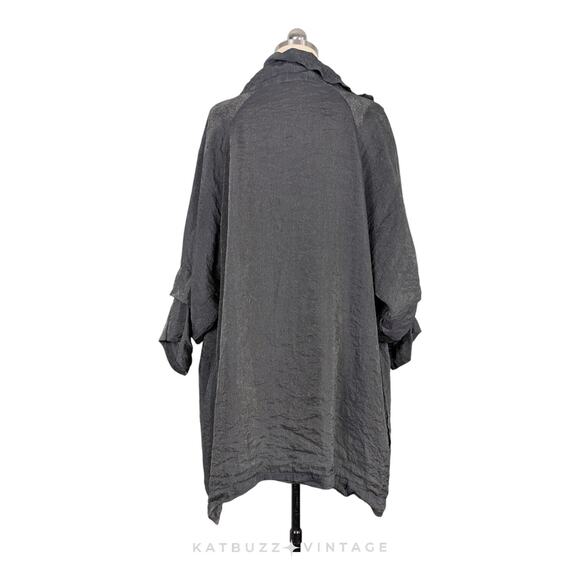Cut Loose Topper Jacket L Gray Crinkle Lagenlook Artsy Eclectic Glam Coat - Picture 3 of 12